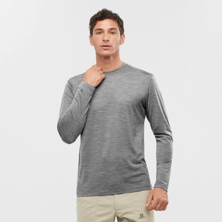 Grey Salomon Outlife Merino Blend Long Sleeve Men's T-Shirts | IE NT8714